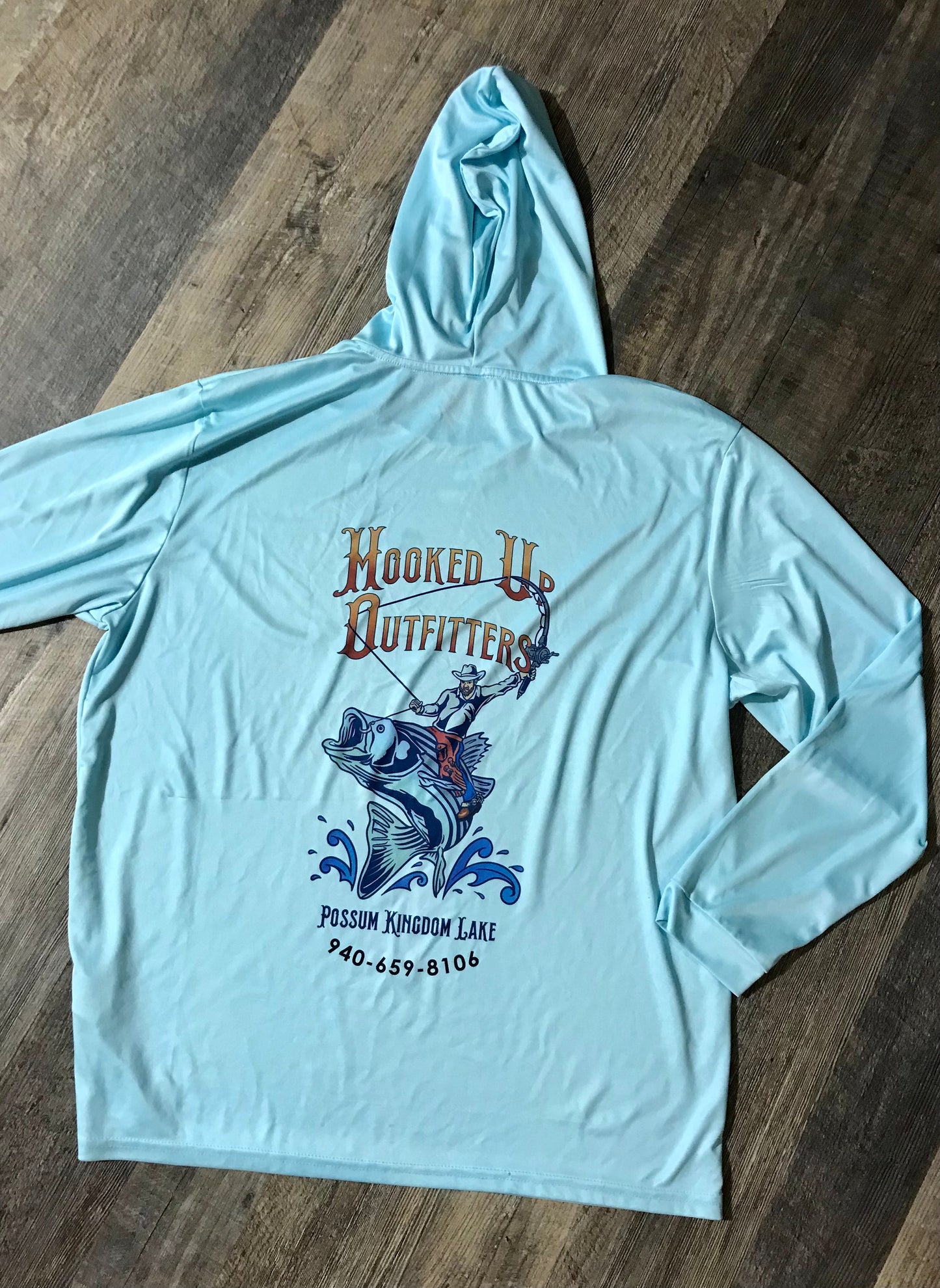 HookedUp Outfitters Hooded Fishing Shirt Blue