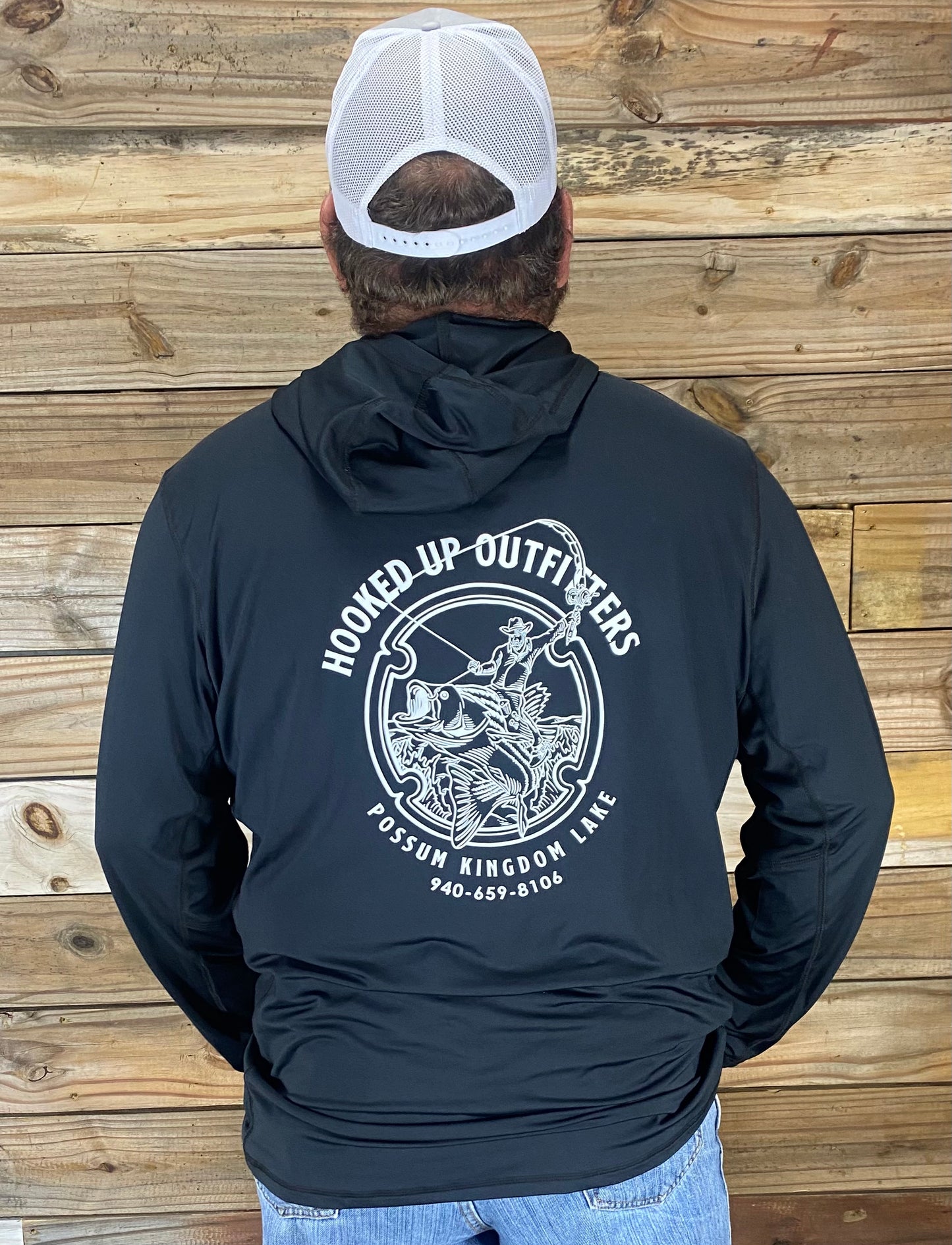 HookedUp Outfitters Hooded Fishing Shirt Black