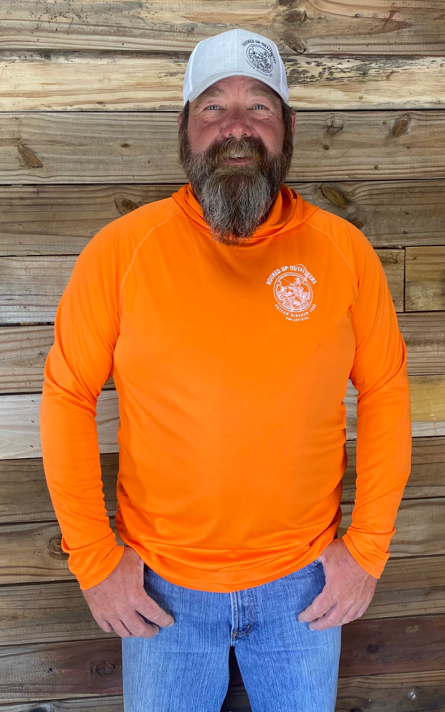 HookedUp Outfitters Hooded Fishing Shirt Orange