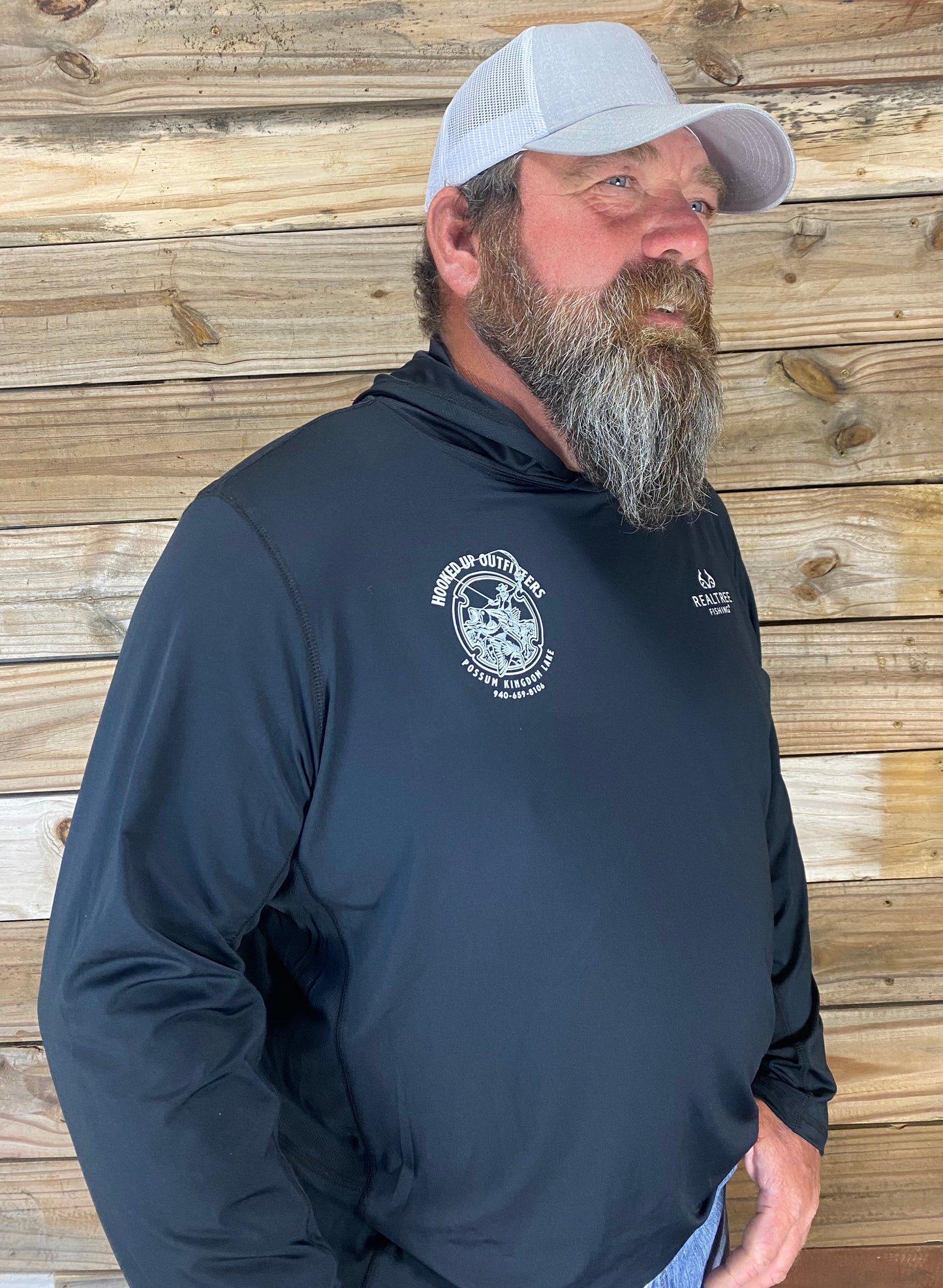 HookedUp Outfitters Hooded Fishing Shirt Black
