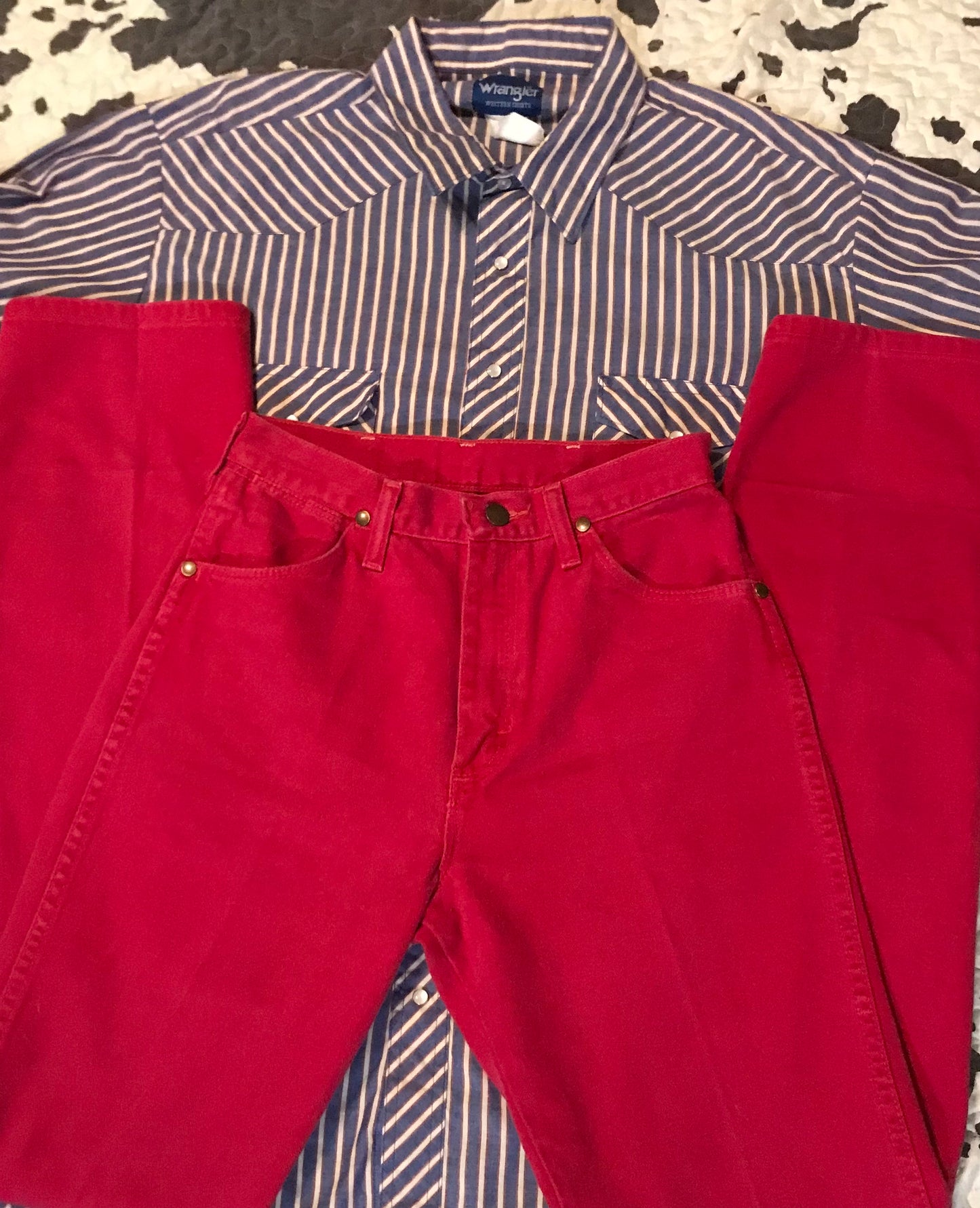 Ranch Lady In Red Wranglers (26”-26.5” Waist)
