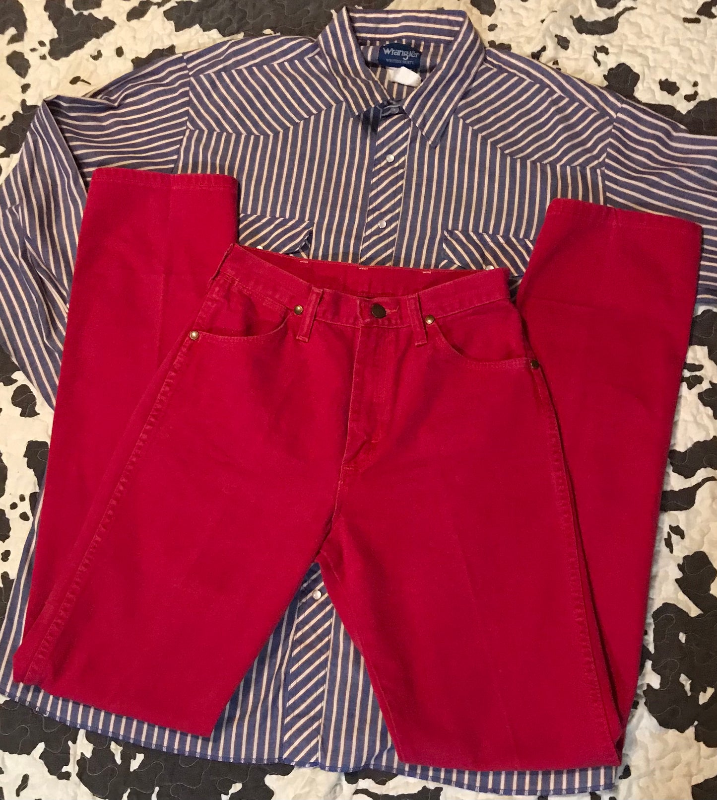 Ranch Lady In Red Wranglers (26”-26.5” Waist)