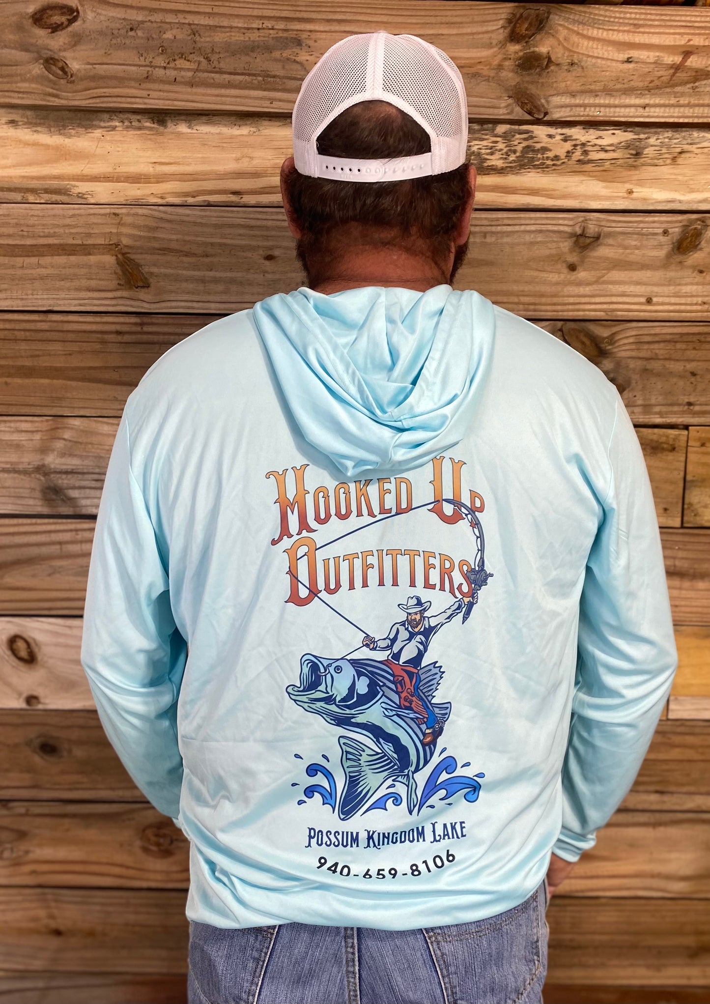 HookedUp Outfitters Hooded Fishing Shirt Blue
