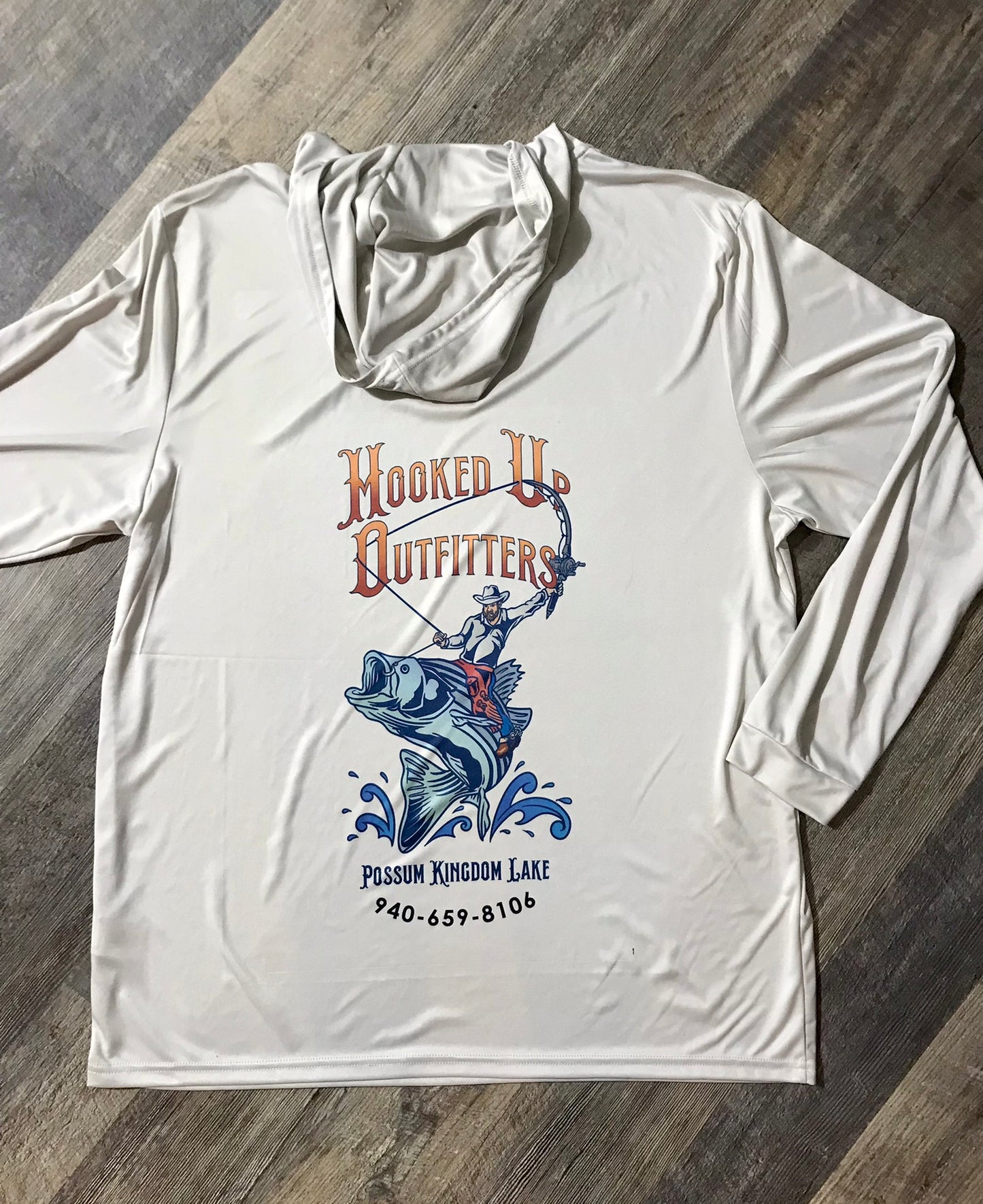 HookedUp Outfitters Hooded Fishing Shirt Sand Color