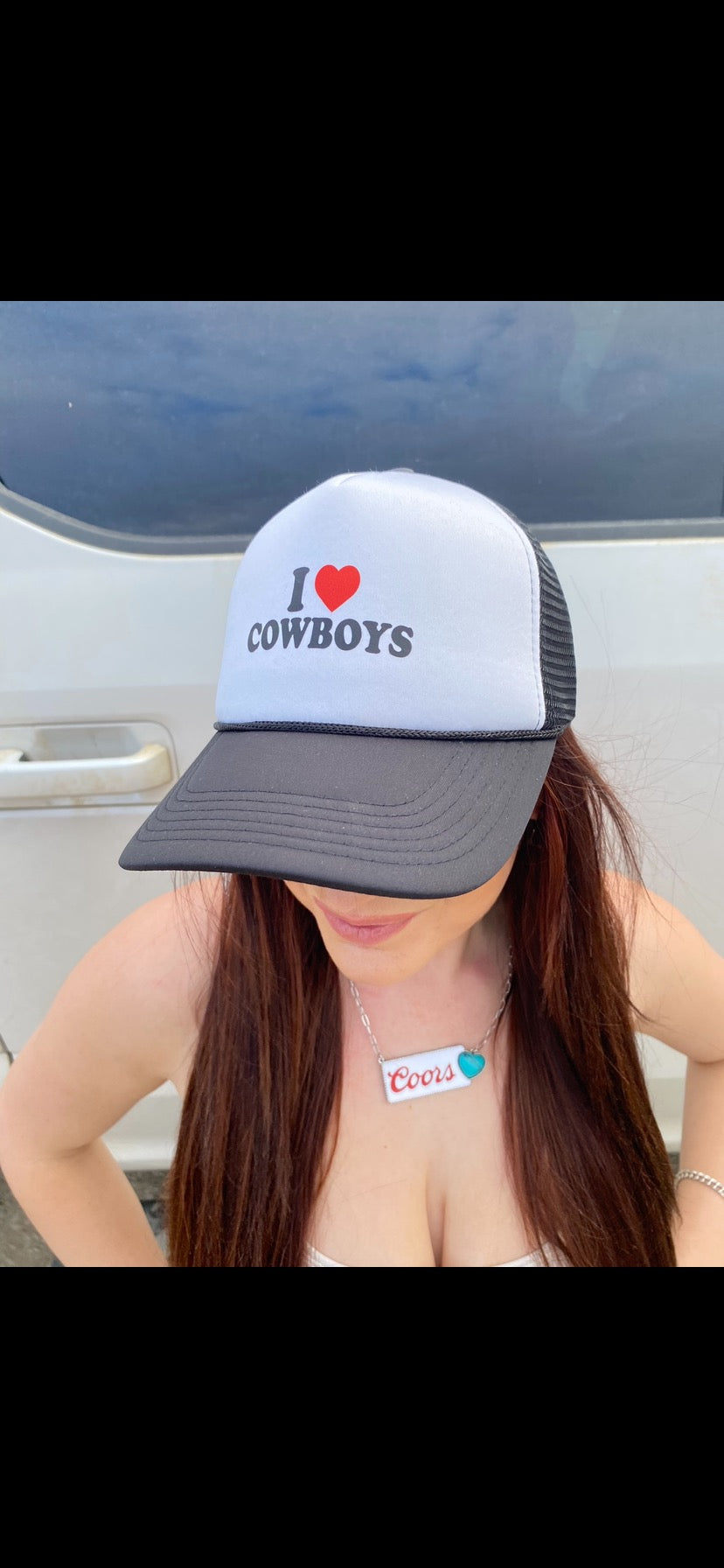 I Love Cowboys Hat (Red and Black)