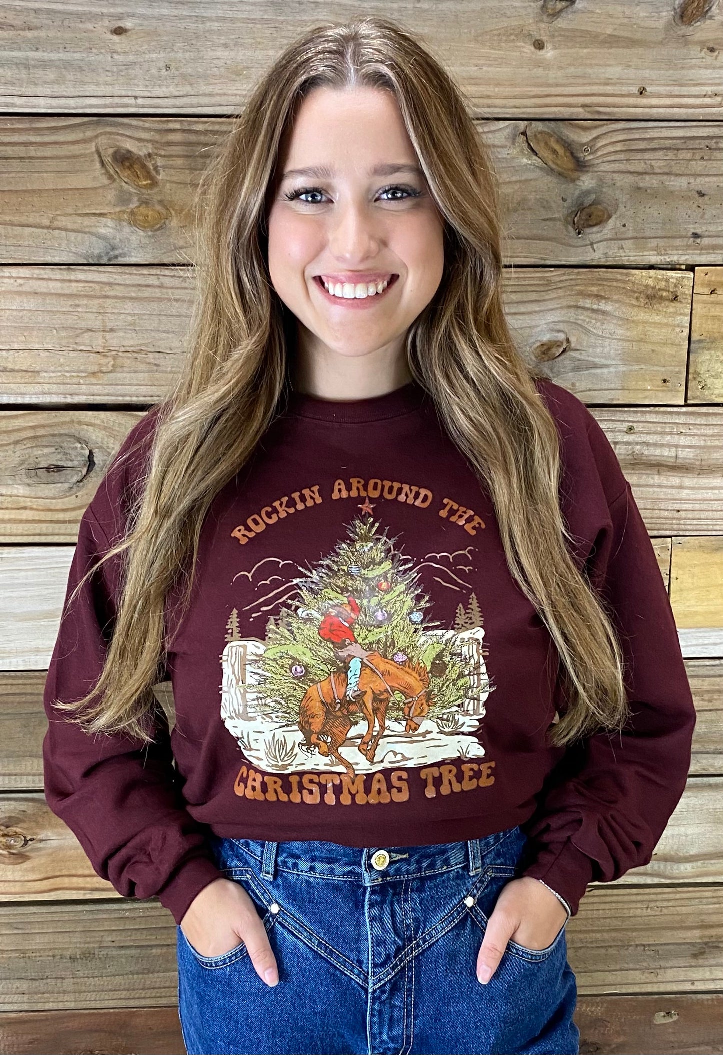Rocking Around The Christmas Tree Shirt Burgundy