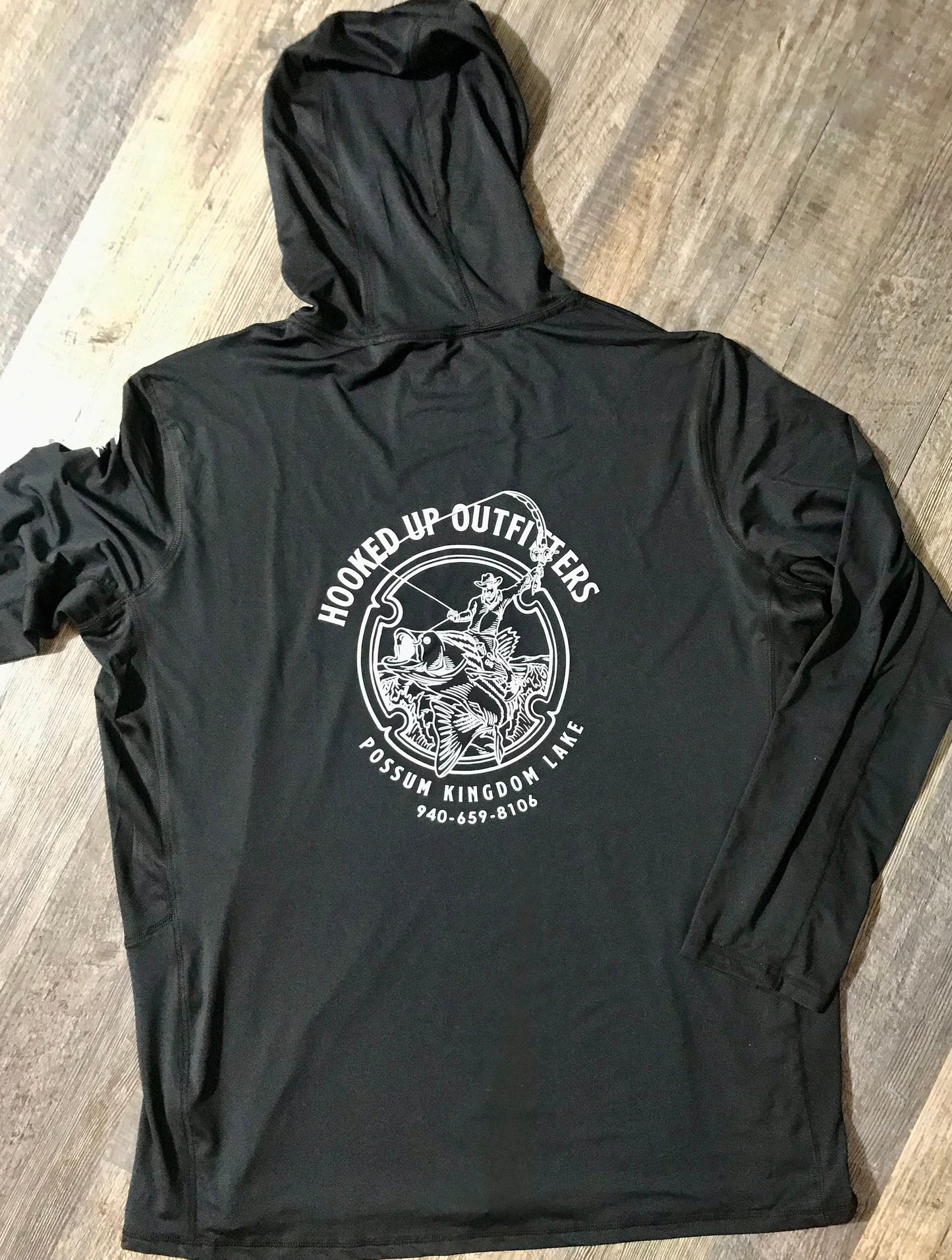 HookedUp Outfitters Hooded Fishing Shirt Black