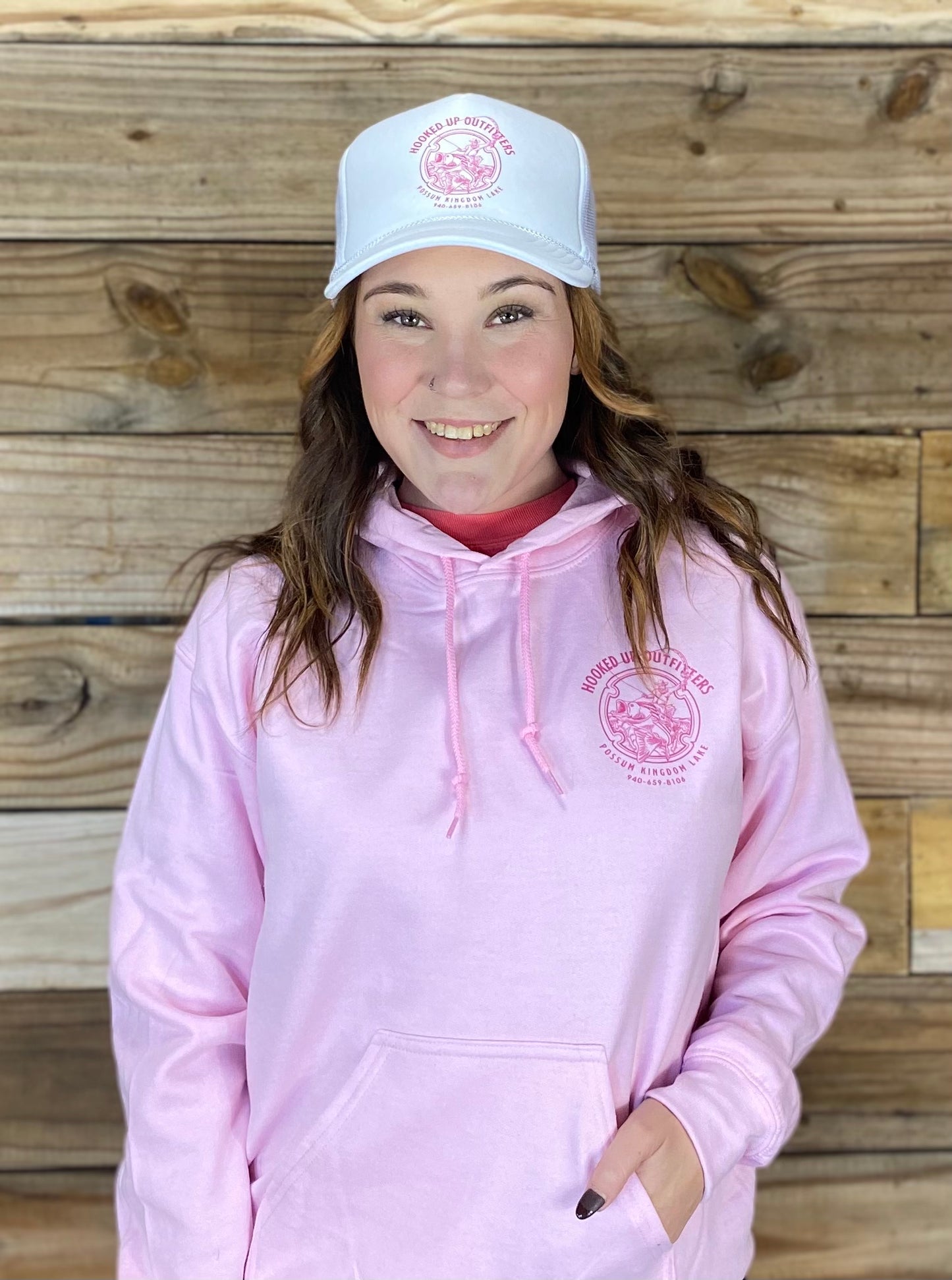 Hooked Up Outfitters Hat White & Pink