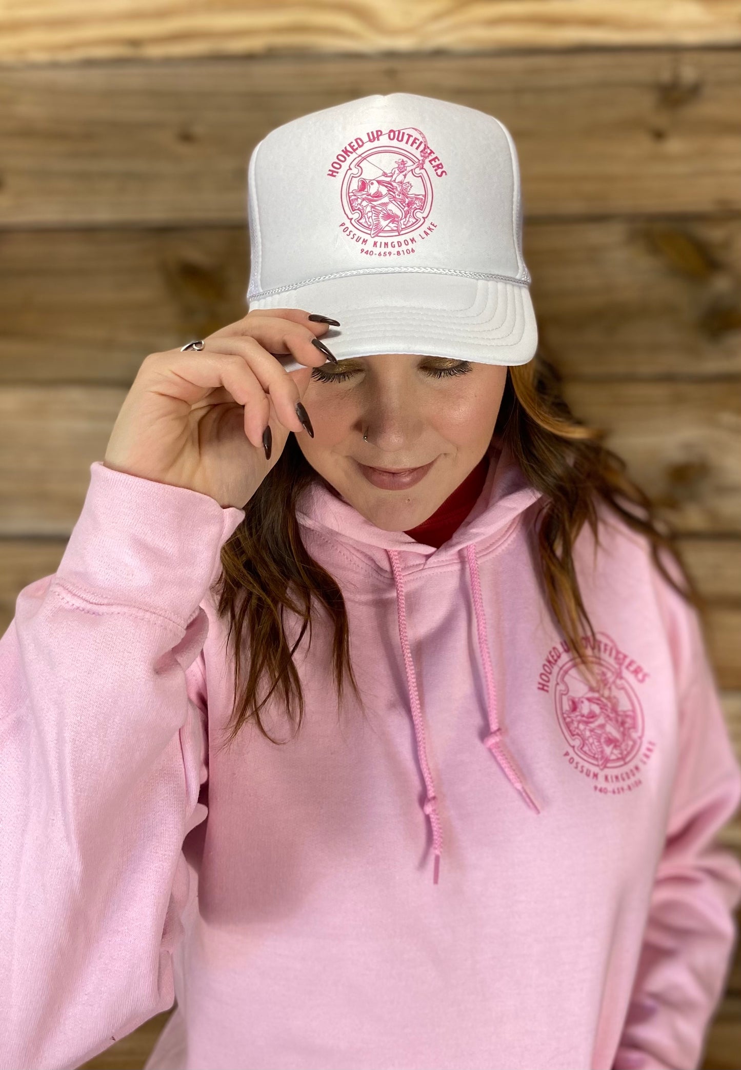 Hooked Up Outfitters Hat White & Pink