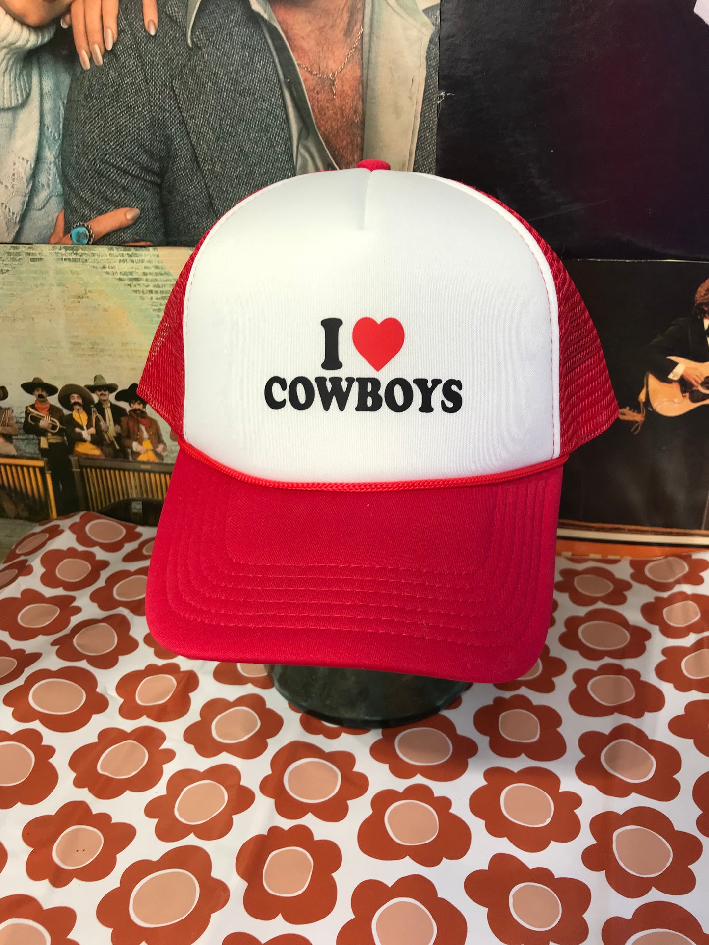 I Love Cowboys Hat (Red and Black)