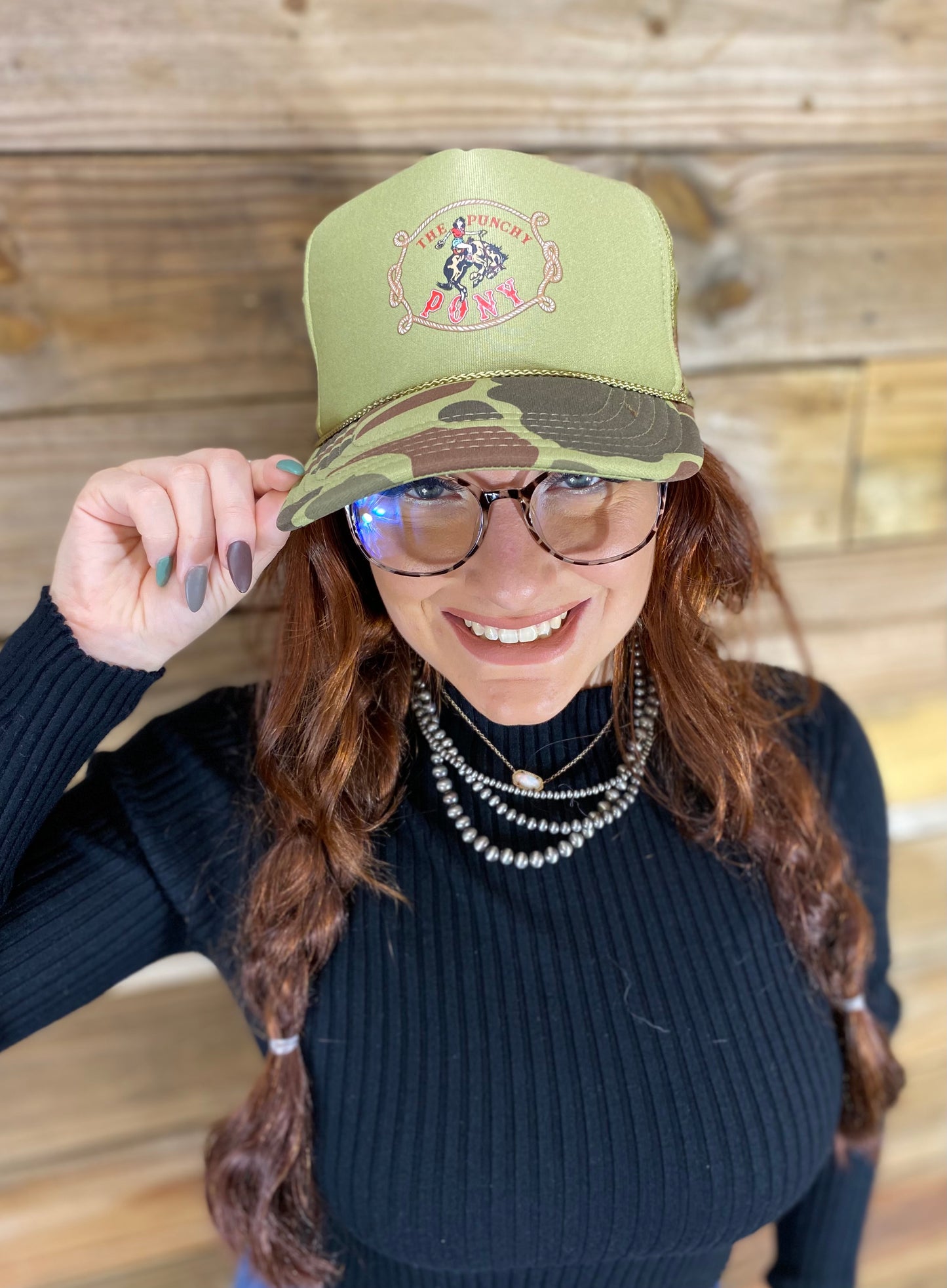 Old School Camo Punchy Pony Hat
