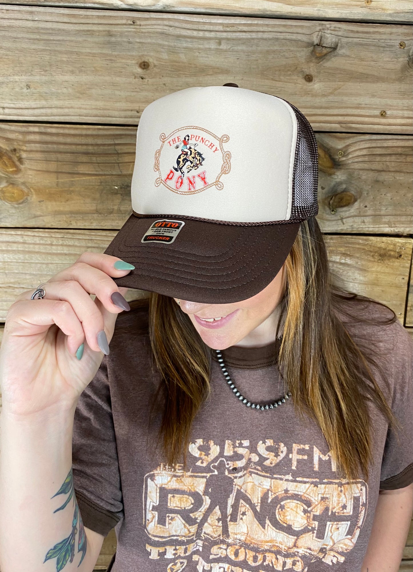 Tan and Brown Punchy Pony Hat