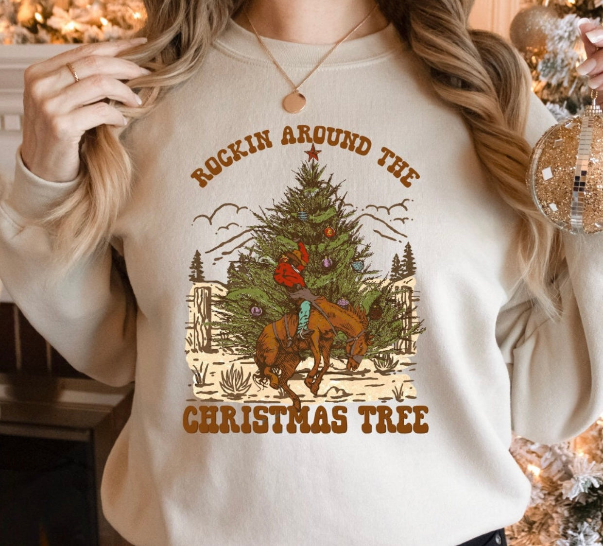 Rocking Around The Christmas Tree Shirt Cream