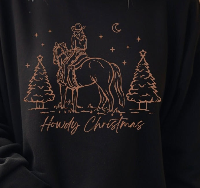 Howdy Christmas Cowgirl Shirt Black