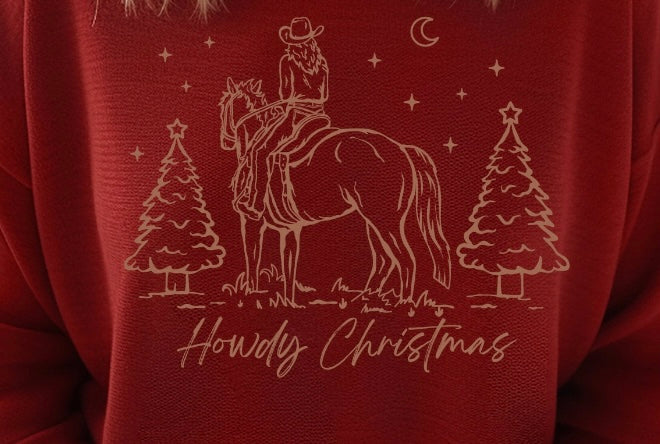 Howdy Christmas Cowgirl Red Shirt