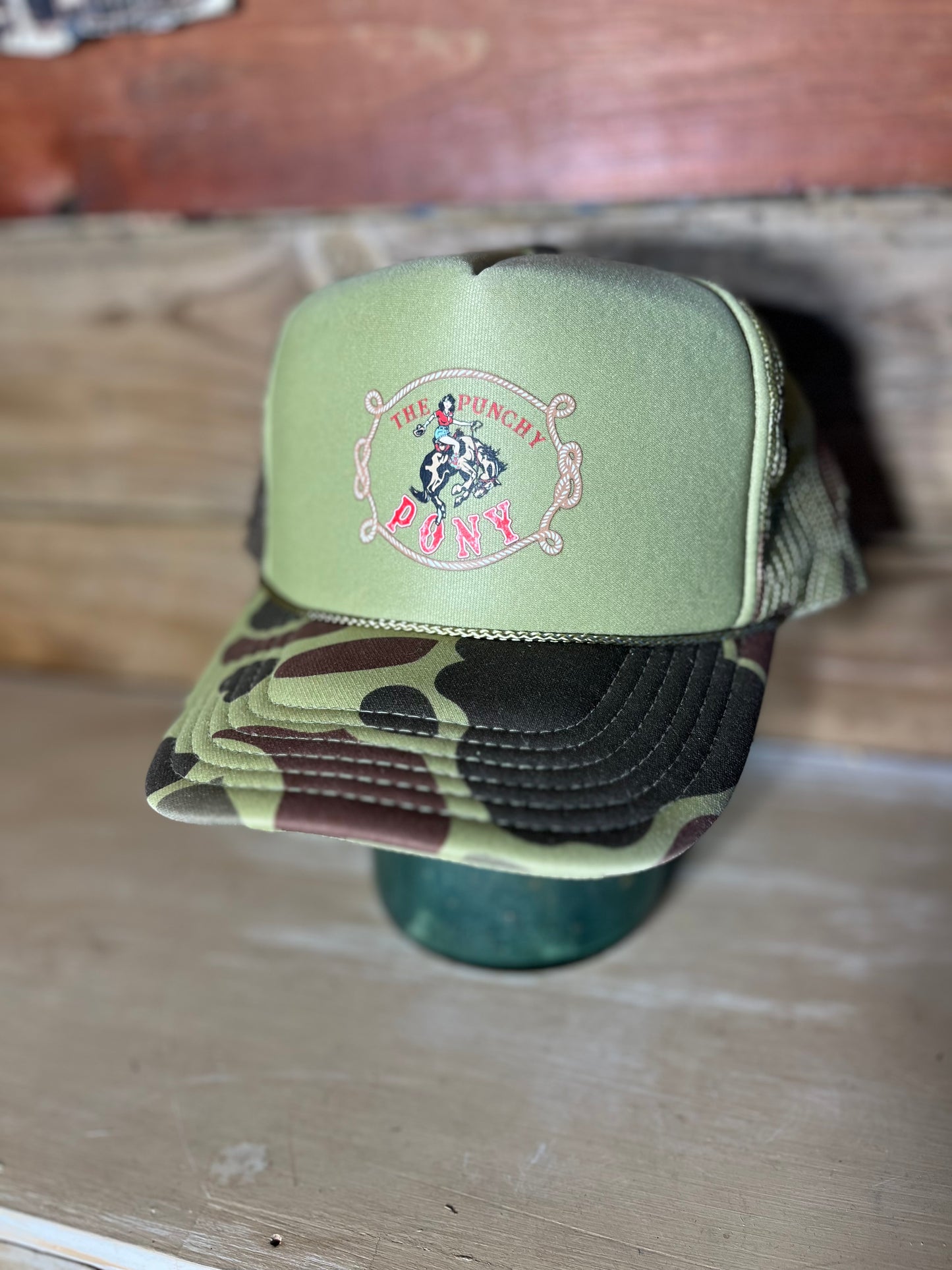 Old School Camo Punchy Pony Hat