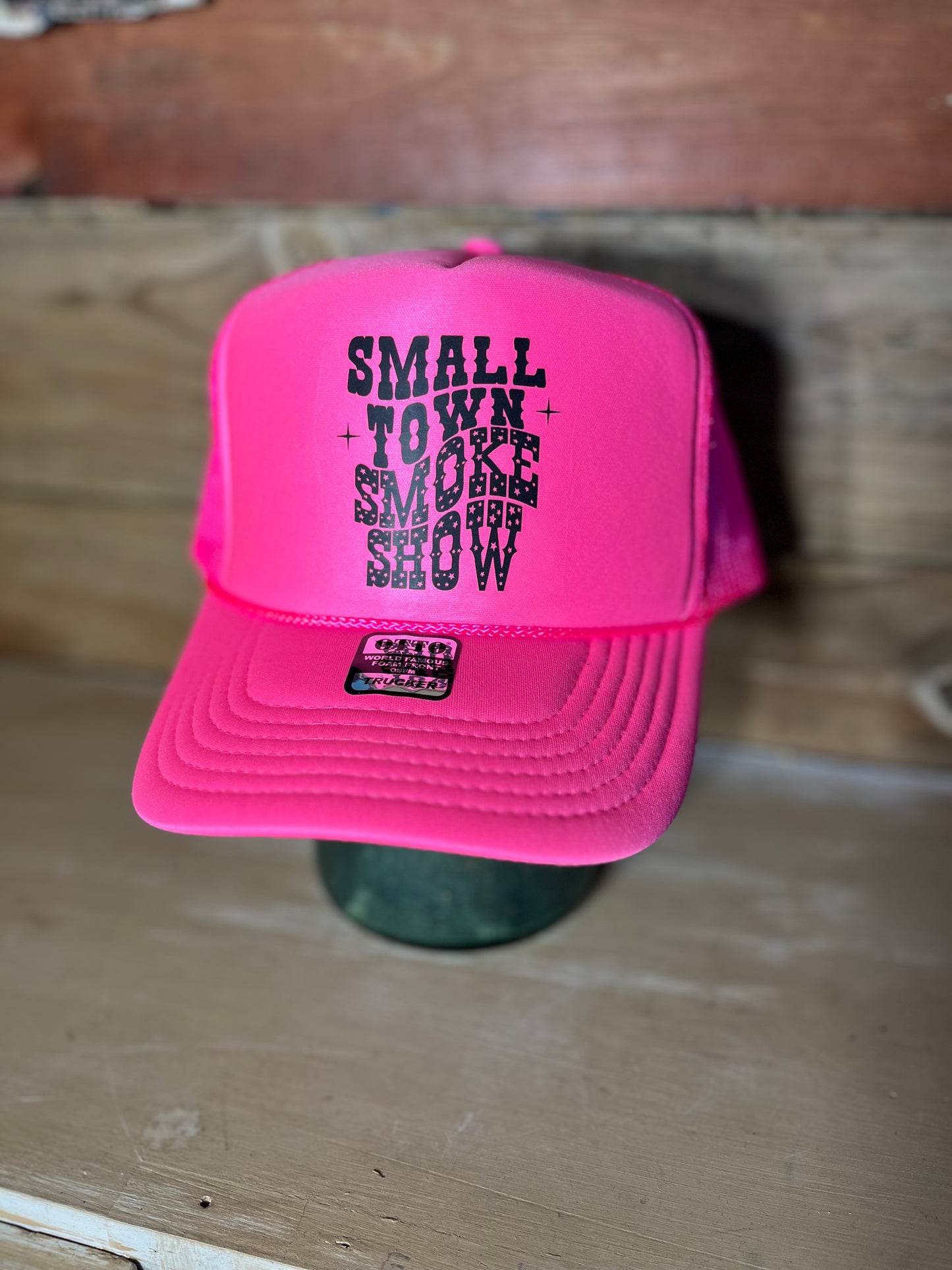 Small Town Smoke Show Trucker Hat Pink