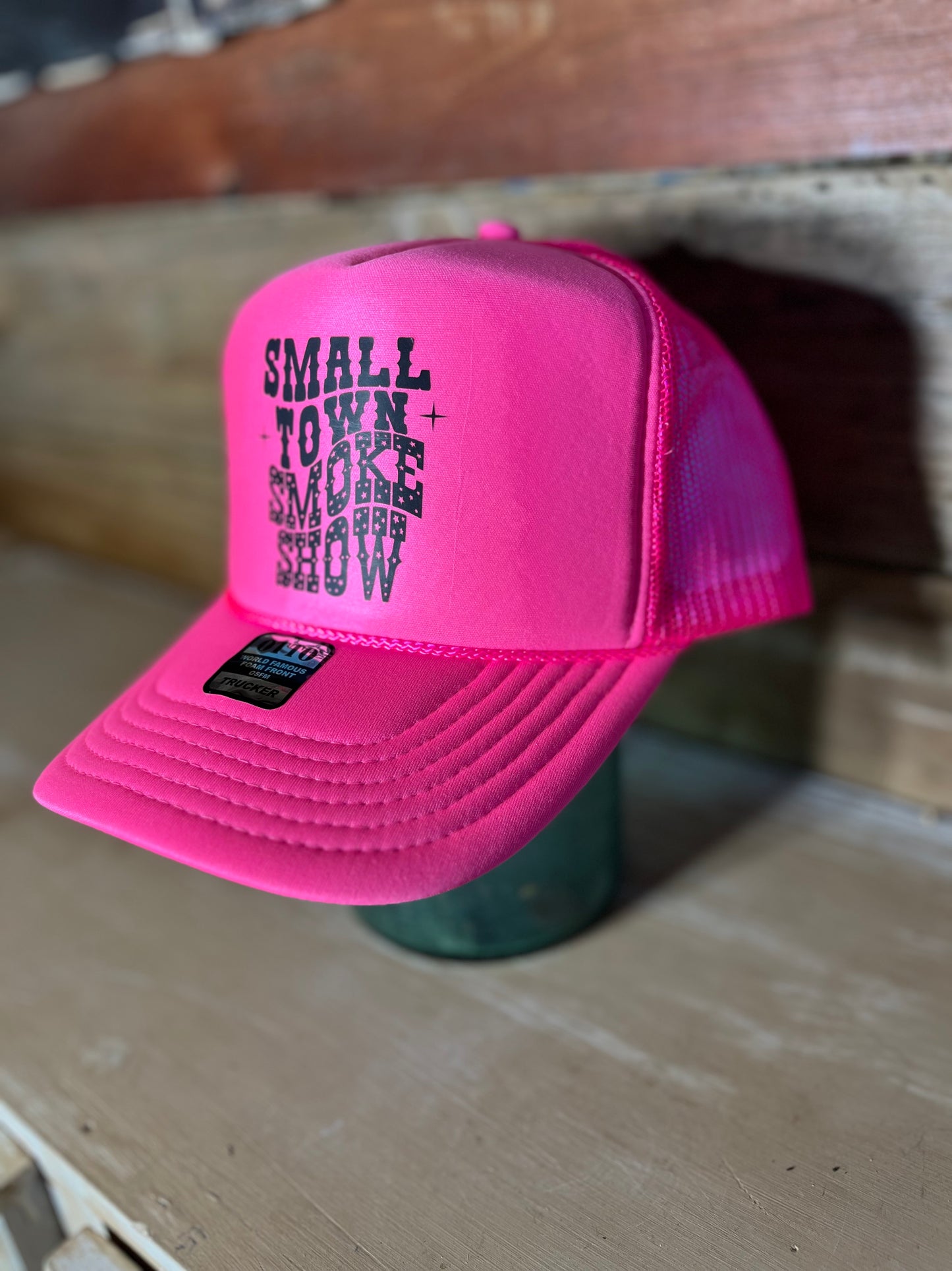 Small Town Smoke Show Trucker Hat Pink