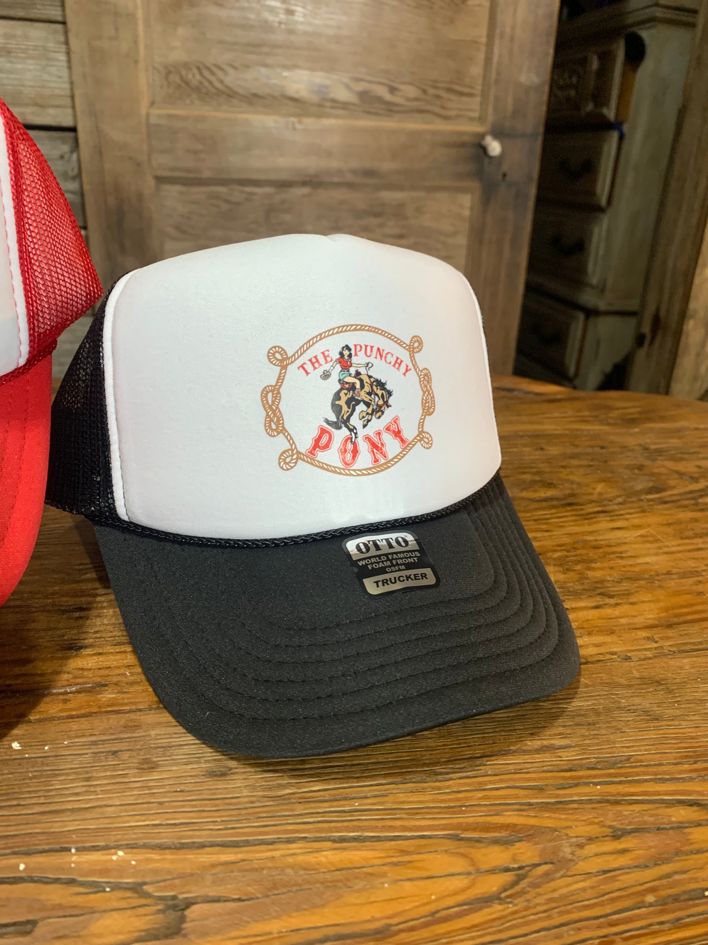 Black and White Punchy Pony Hat
