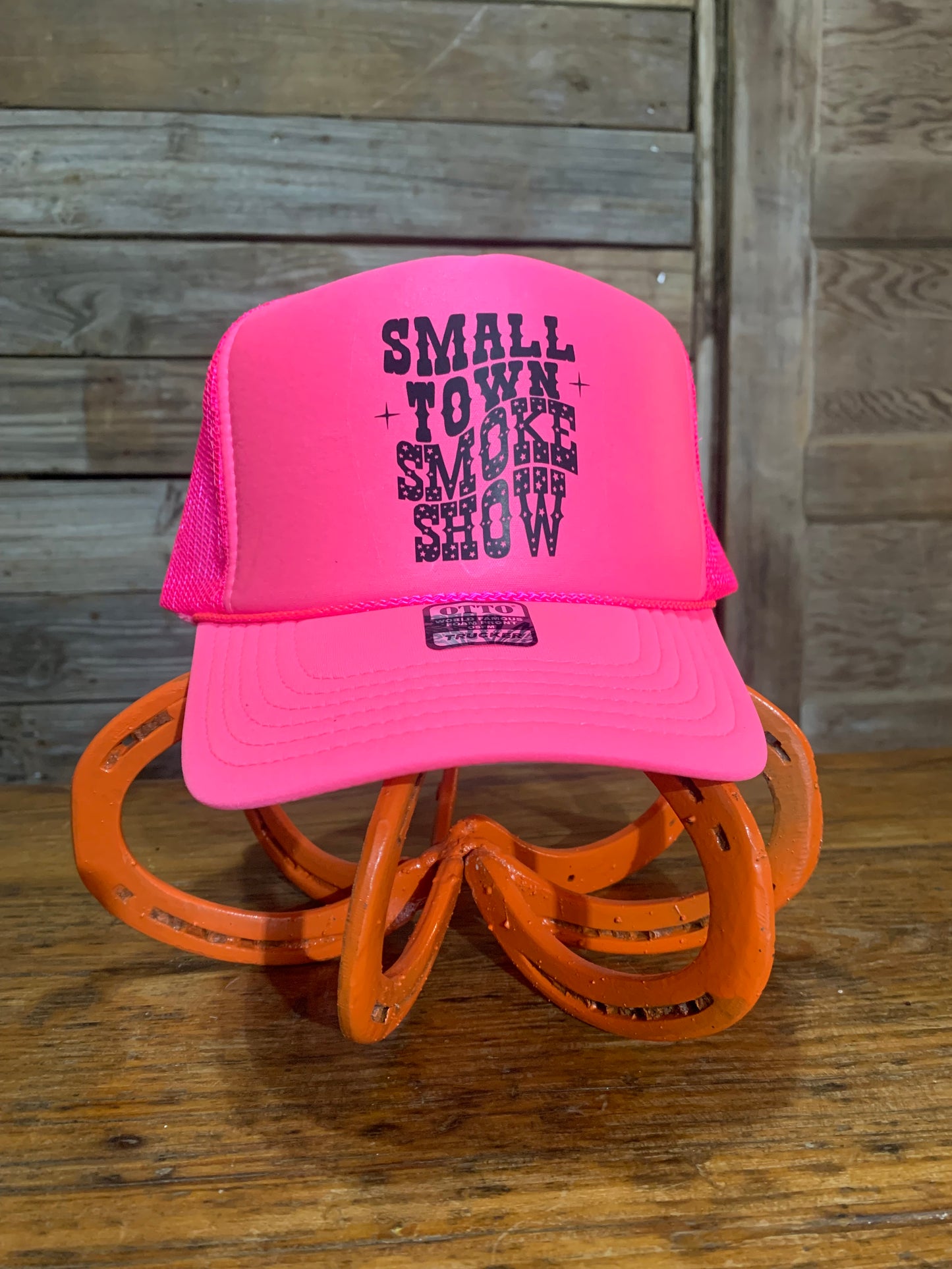Small Town Smoke Show Trucker Hat Pink