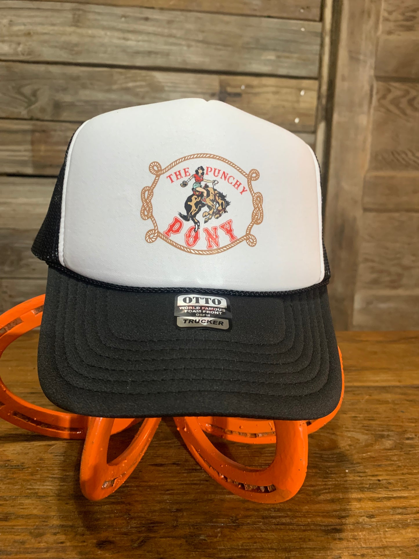 Black and White Punchy Pony Hat