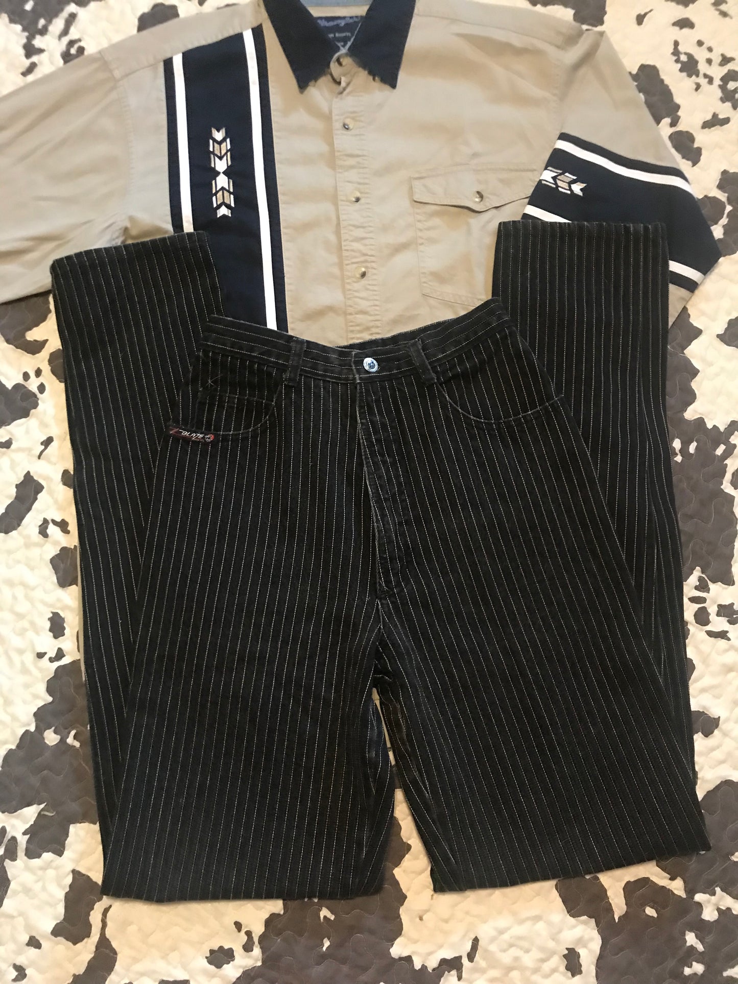 Punchy Cowgirl In Pinstripes (26.5 x 37)